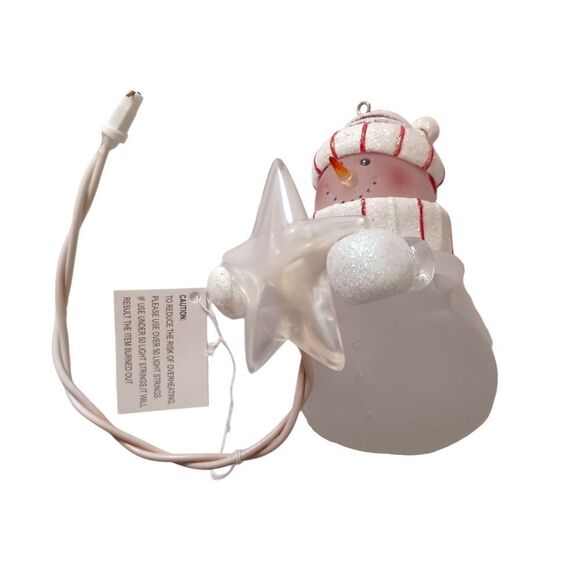 Department 56 Light Up Snowman Ornament With Star Chaser Boxed Acrylic Frosted. - Picture 7 of 16